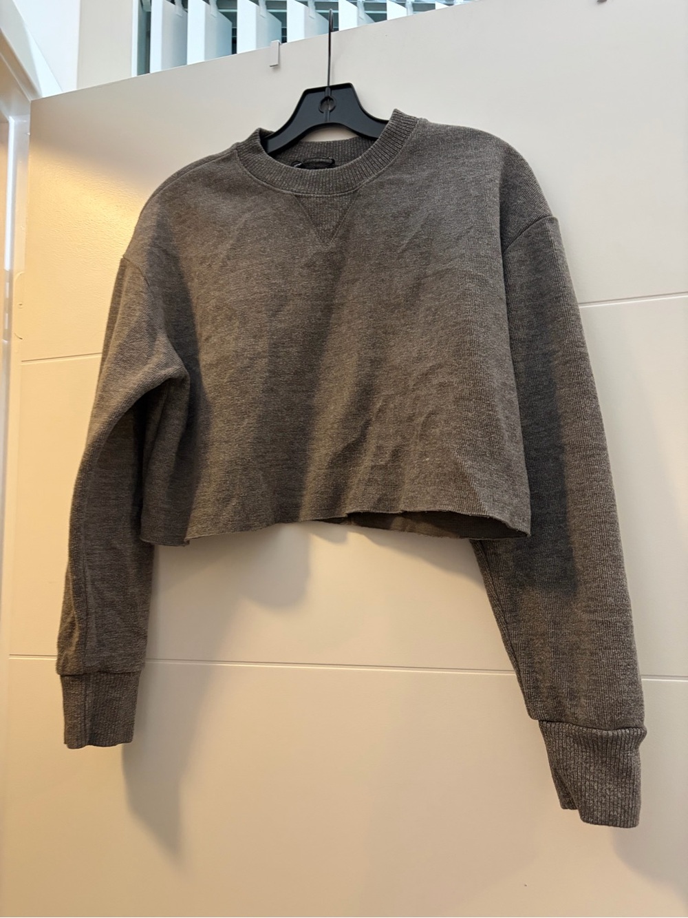 Zara Cropped Crewneck Sweatshirt - Gray